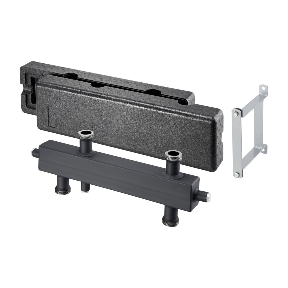 Vanne hydraulique Oventrop DN 25, G 1 1/2" AG à joint plat, 4 bar, avec isolation thermique, pour 1 circuit de chauffage, acier, 1351590