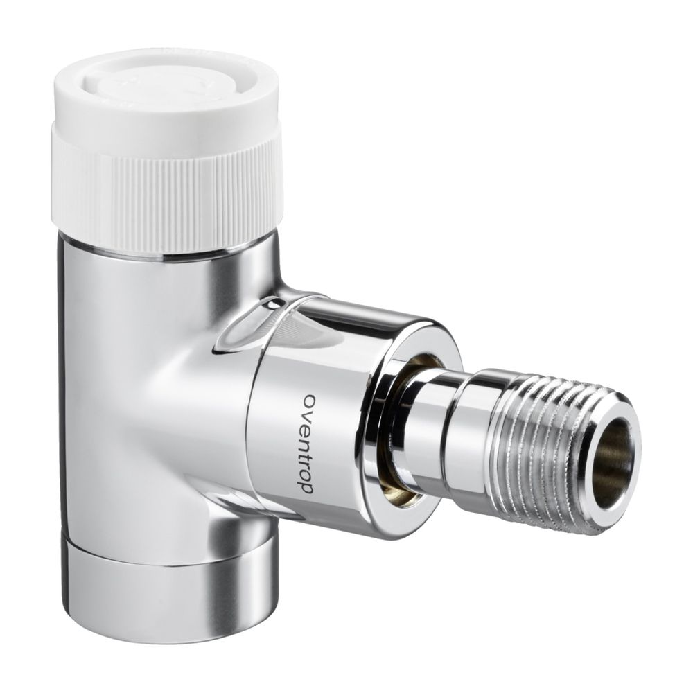 Vanne thermostatique Oventrop E DN 15, 1/2", PN 10, version coudée, design inox