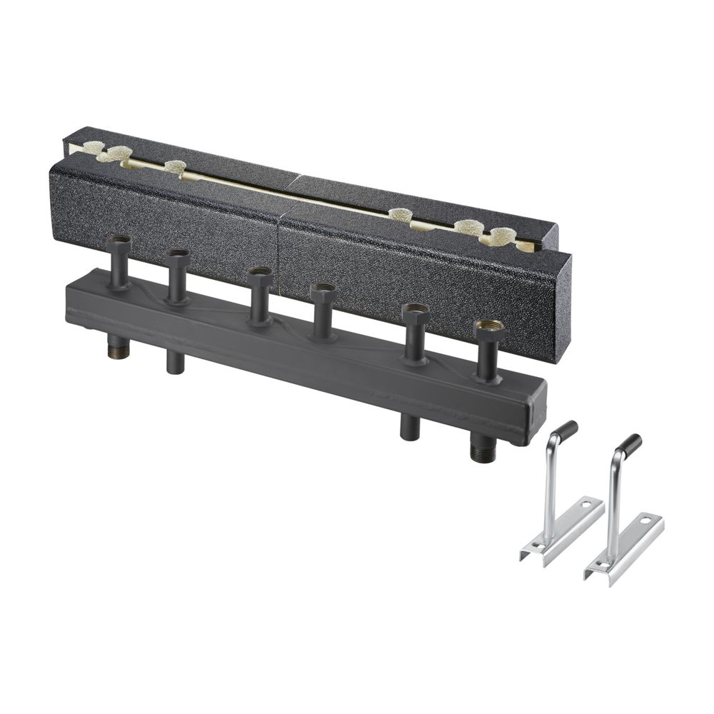 Distributeur/collecteur hydraulique combiné Oventrop HydroFixx pour Regumat DN 20 avec isolation thermique, pour 3 circuits de chauffage, acier
