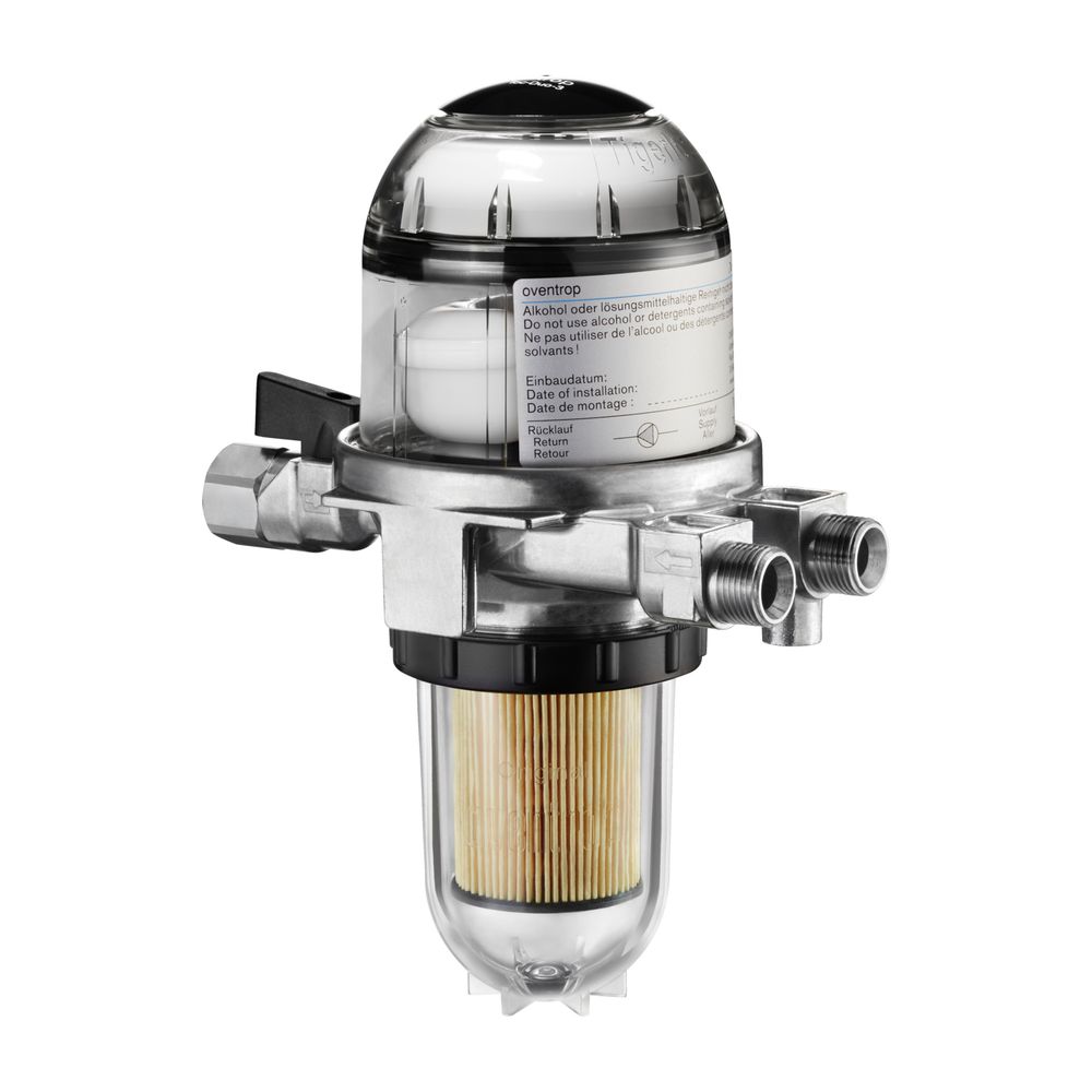 Oventrop TOC-Duo-3 Filtre à huile et purgeur d'air G 3/8" IG x G 3/8" AG, plastique fritté 25-40 µm, sans manomètre, 2142732