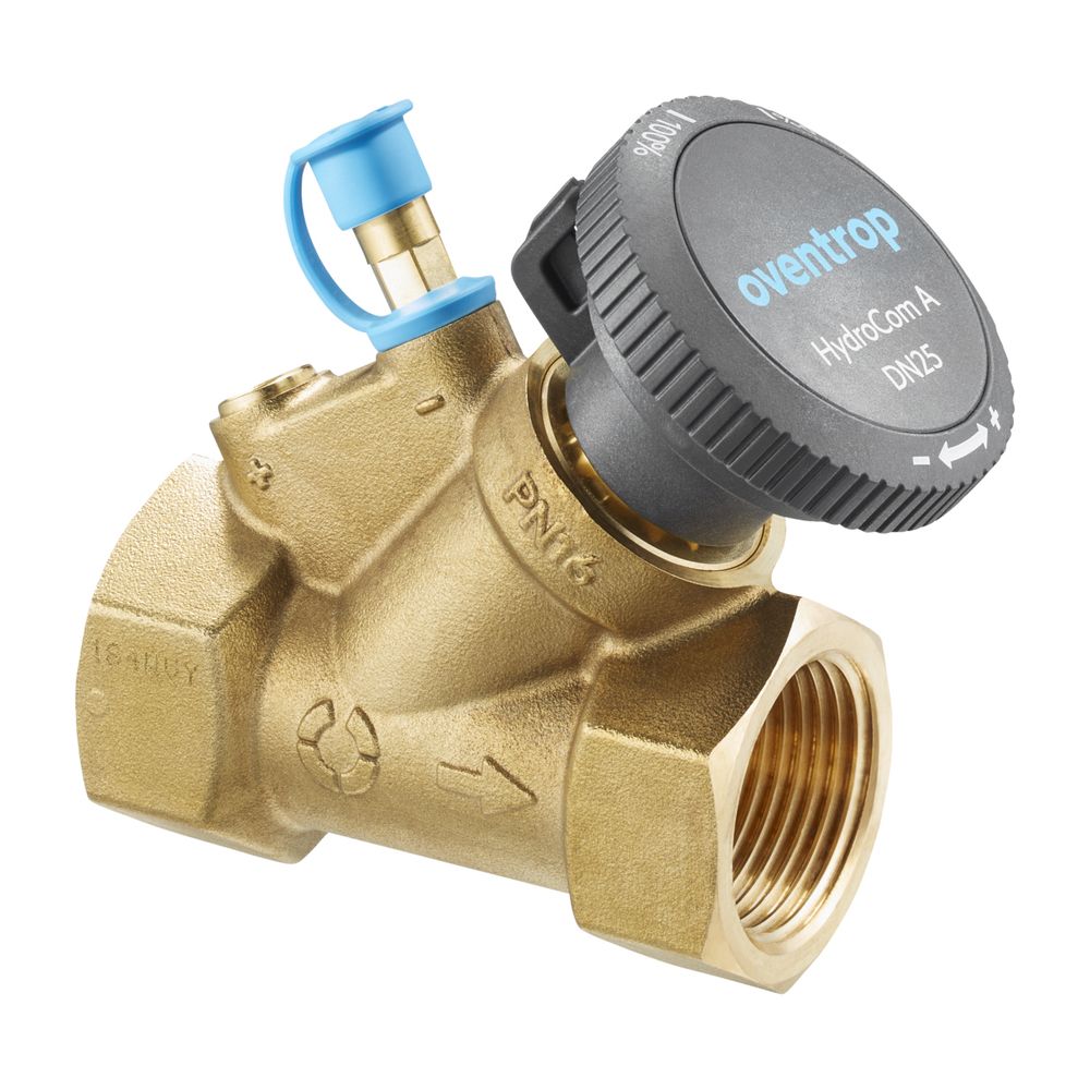 Oventrop Vanne d'arrêt de ligne HydroCom A PN 16, DN 20 Rp 3/4" filetage intérieur HydroPort, résistant à la dézincification, référence 1062726