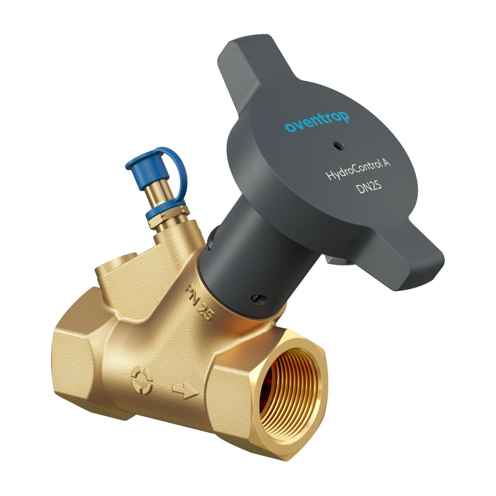 Vanne d'isolement de boucle Oventrop HydroControl A DN 32, PN 25, Rp 1 1/4", filetage intérieur, HydroPort, résistant à la dézincification, 1067530