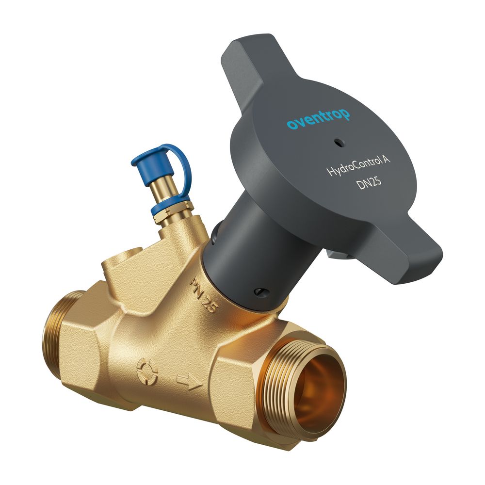 Oventrop HydroControl A Vanne d'arrêt de circuit DN 32, PN 16, G 1 1/2" filetage extérieur, HydroPort, résistant à la dézincification, 1067630