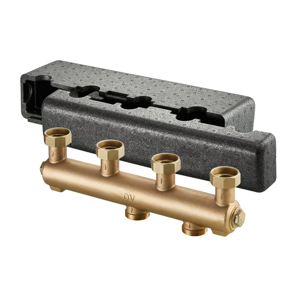 Oventrop Collecteur Regumat DN 25 pour 2 circuits de chauffage, PN 4, avec isolation thermique, fonte grise, 1351570