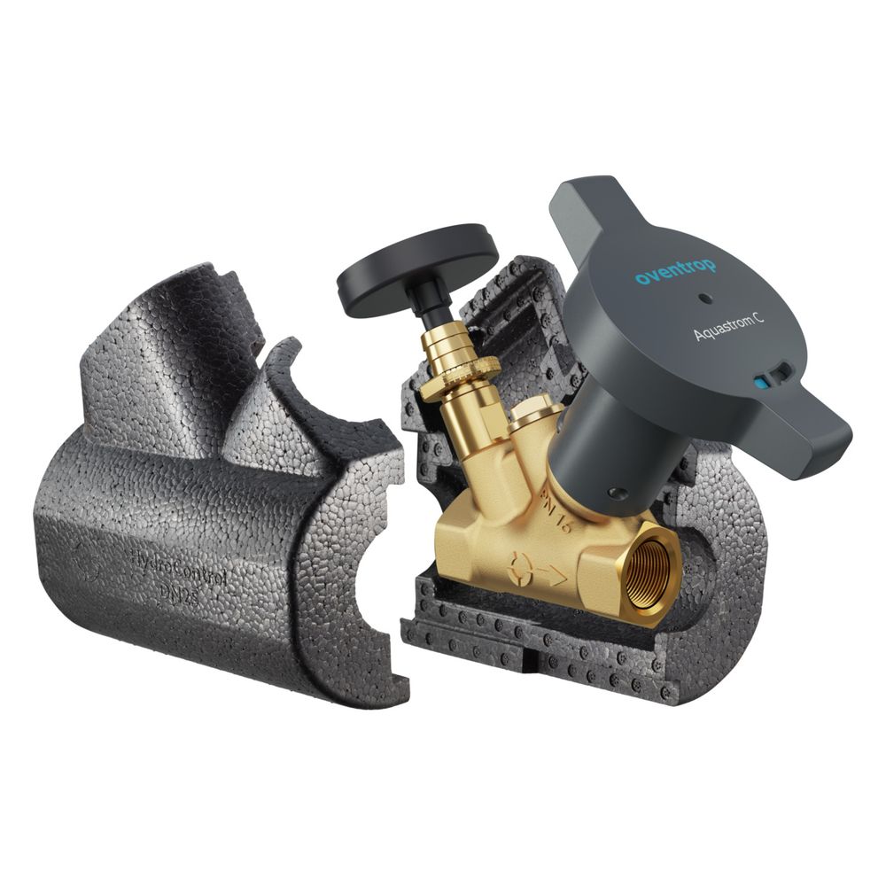 Oventrop Vanne de circulation statique Aquastrom C, DN 20, Rp 3/4", PN 16, avec isolation thermique et thermomètre, bronze au silicium