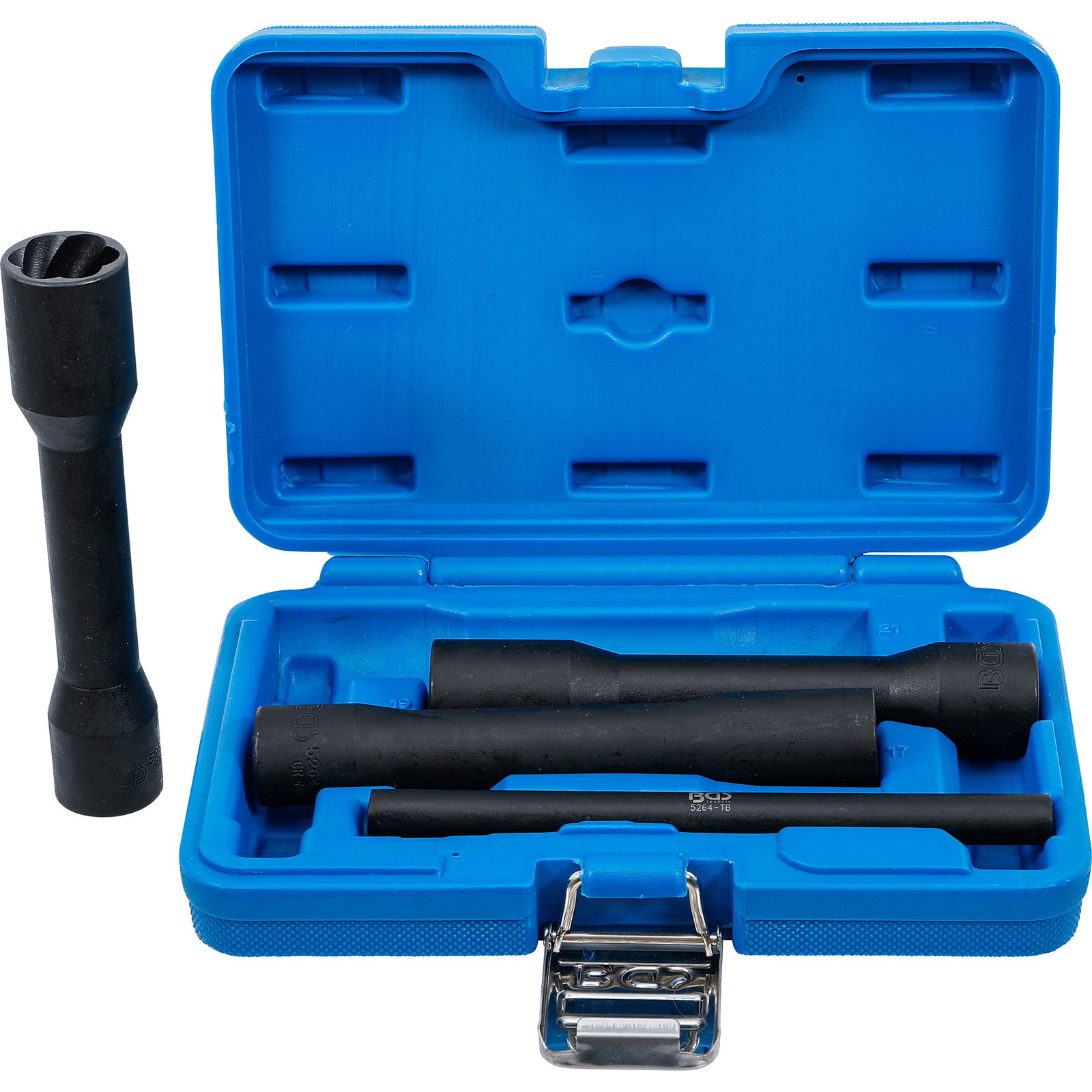 BGS Jeu de douilles à profil spiralé / Extracteur de vis profond, entraînement carré femelle 12,5 mm (1/2") - SW 17 - 21 mm - 4 pièces - 5264