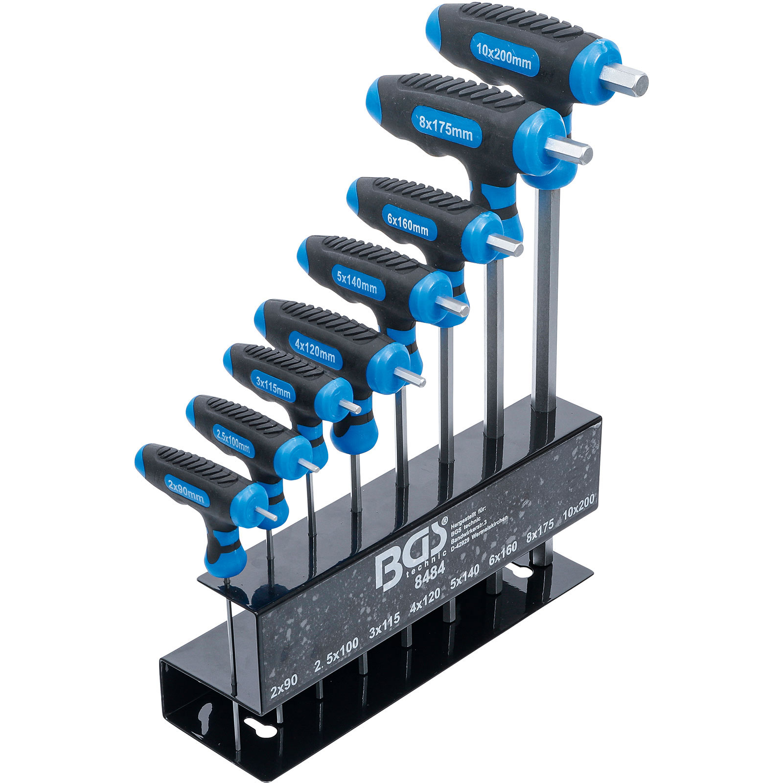 Jeu de clés à griffe en T à six pans creux BGS 2 - 10 mm 8 pièces - 8484