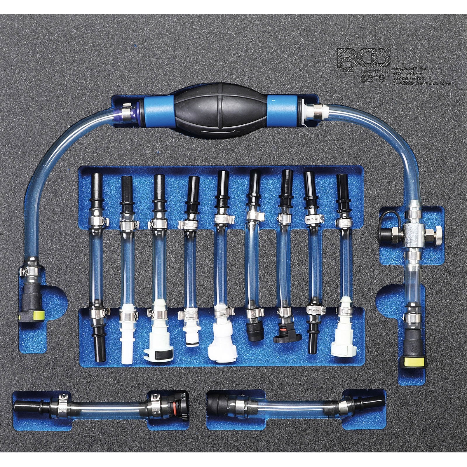 Kit de purge basse pression diesel BGS 12 pièces pour Ford / PSA / Opel / Fiat / Rover / Land Rover / Renault / Mercedes-Benz - 8819