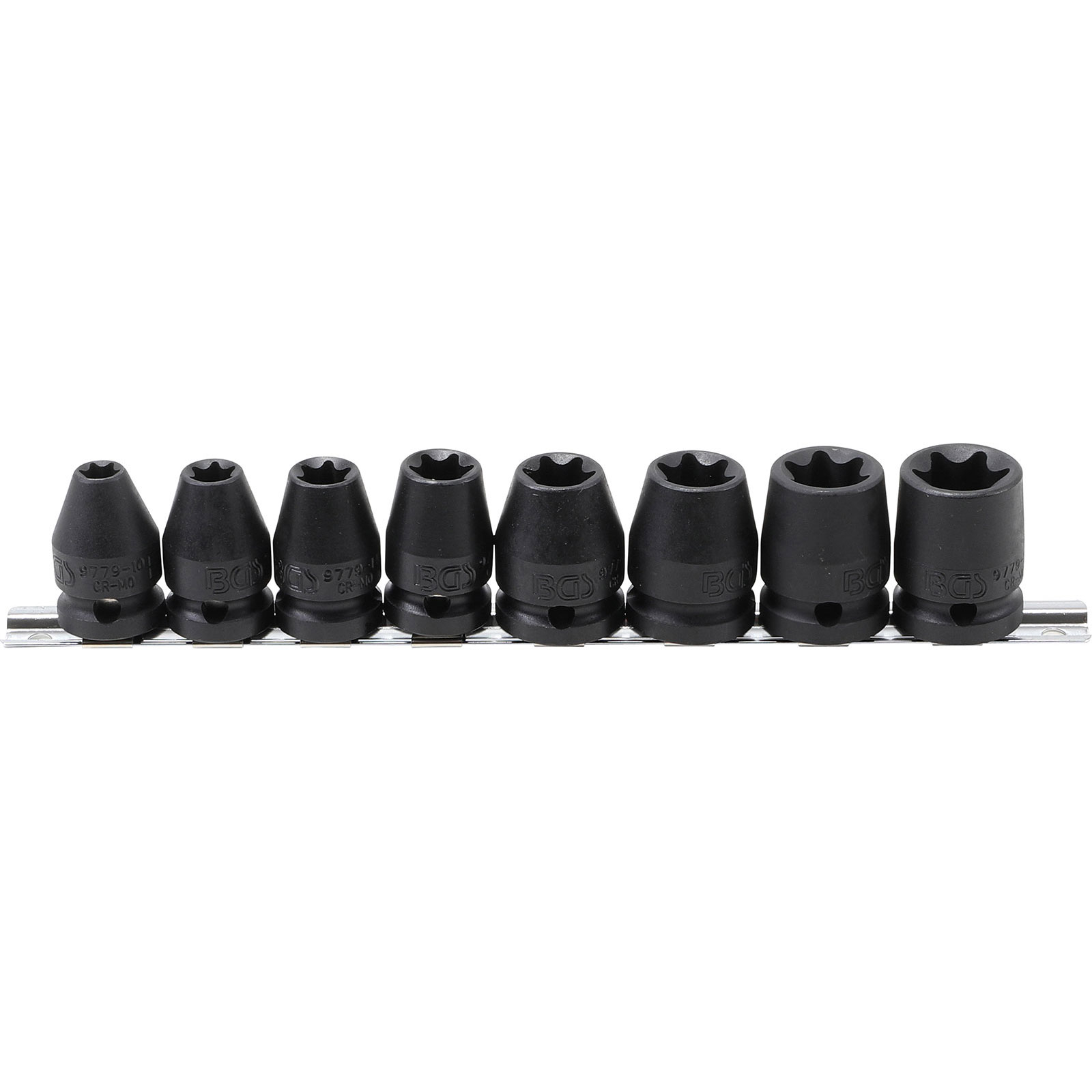 Jeu de douilles à choc BGS profil E, entraînement 12,5 mm (1/2") SW E10 - E24 8 pièces - 9779