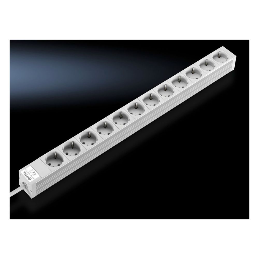 Barrette de prises Rittal DK 7240310, 12 prises, 250 V 16 A, aluminium, gris