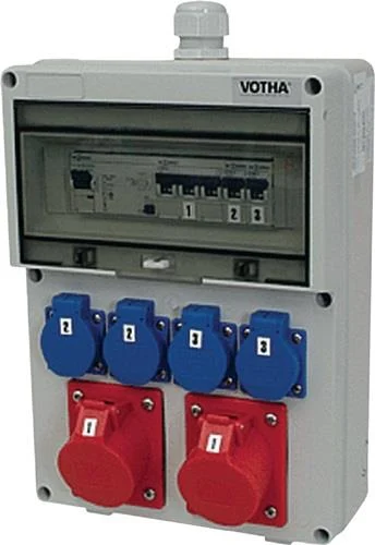 Distributeur mural en plastique avec raccordement M32 - 1xCEE 32 A, 1xCEE 16 A, 4x230V