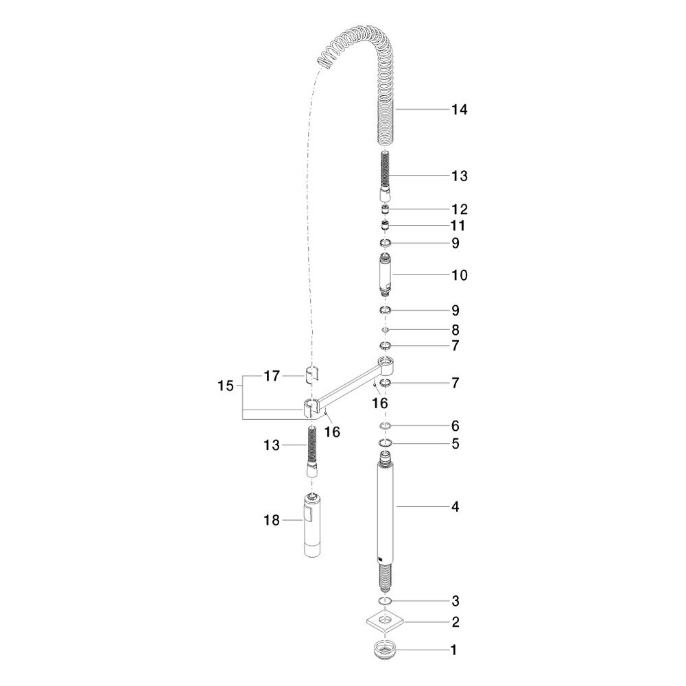 Dornbracht Bec de robinet pour système eUNIT Kitchen, 600x100x380 mm, platine brossé, 04111007110-06