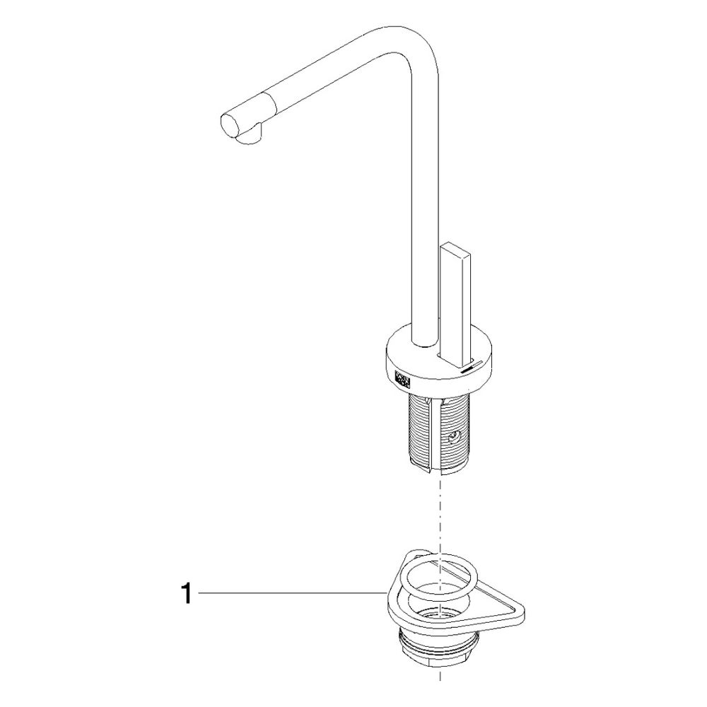 Sortie d'eau Dornbracht pour distributeur d'eau chaude et froide, 520x200x180mm, laiton brossé or 23 carats