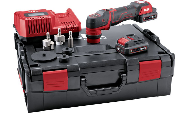 Polisseuse à batterie Flex PXE 80 12-EC/2,5 SET, 2x 2,5 Ah et chargeur + accessoires dans L-BOXX 136