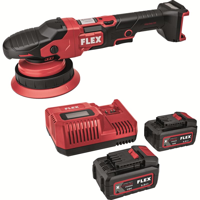 Polisseuse excentrique FLEX Akku 18 V XCE 2 8 18-EC avec 2 accus 5,0 Ah et rotation forcée