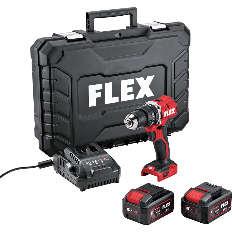 Perceuse à percussion sans fil Flex 18V PD 2G 18-EC LD TC, 2x 5,0 Ah avec chargeur en mallette