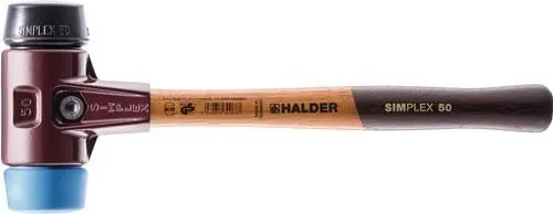 Marteau en caoutchouc Halder Schonhammer SIMPLEX L.405mm tête-Ø 60mm souple/moyen TPE-soft bleu/poids lourd