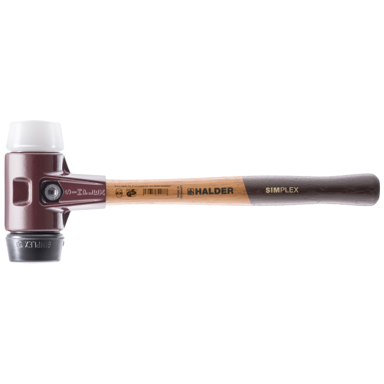 HALDER Marteau de pavage SIMPLEX longueur 490 mm tête Ø 80 mm noir/blanc