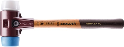 Marteau anti-rebond HALDER SIMPLEX - Avec corps en fonte et manche en bois - Superplastik / TPE-soft