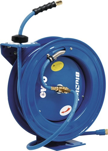 Enrouleur de tuyau EWO Schlauchaufroller BluBird pour air et eau L.20m boîtier métallique sortie DN 7,2 - E48360