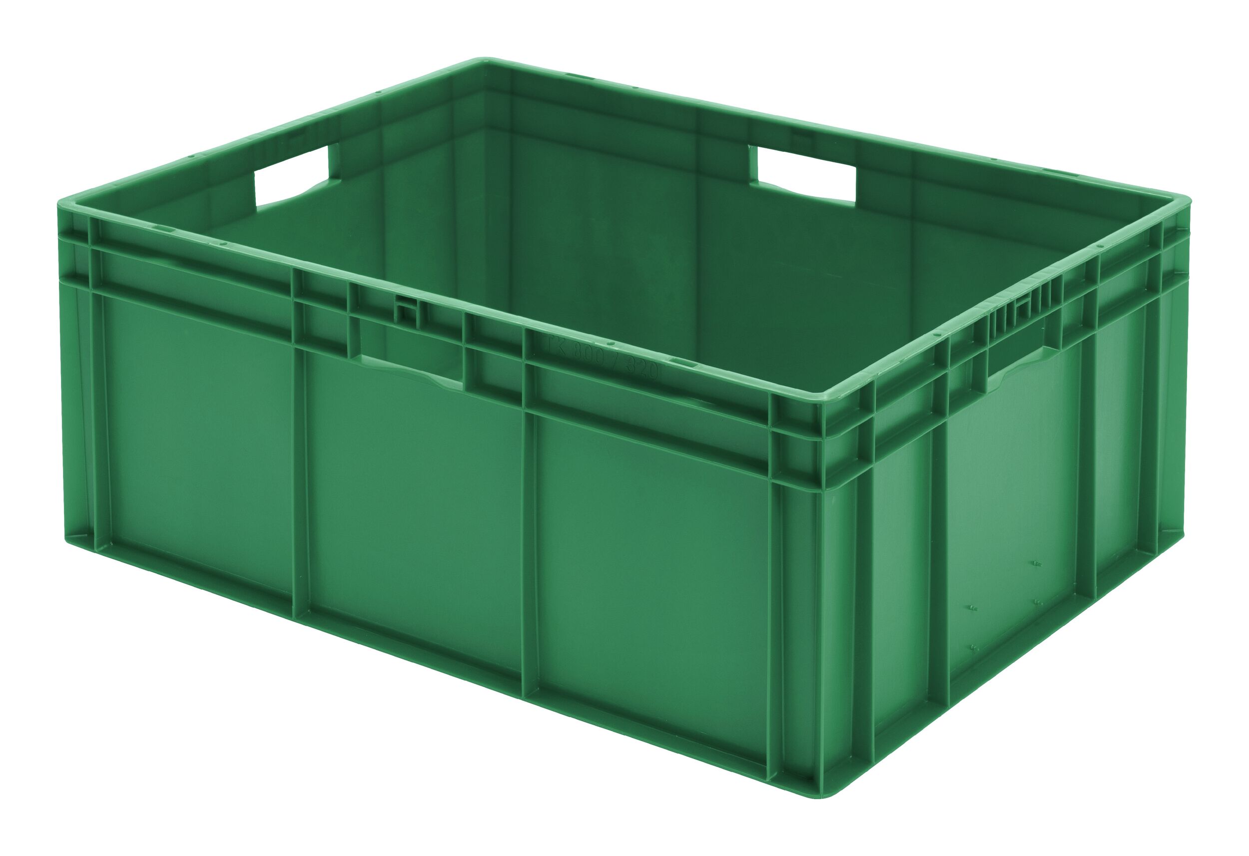 Bac de transport empilable La-ka-pe L800xB600xH320mm vert PP avec poignée de préhension et parois latérales fermées