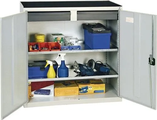 Armoire de rangement Stumpf pour outils H1000xL1000xP500mm 2 tiroirs, 2 battants gris clair/gris clair