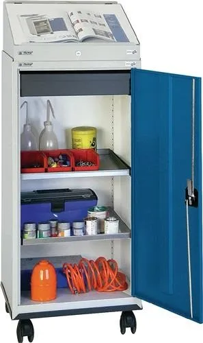 Set d'armoire à outils Stumpf avec plan de travail H1310xL500xP500 mm gris clair/bleu