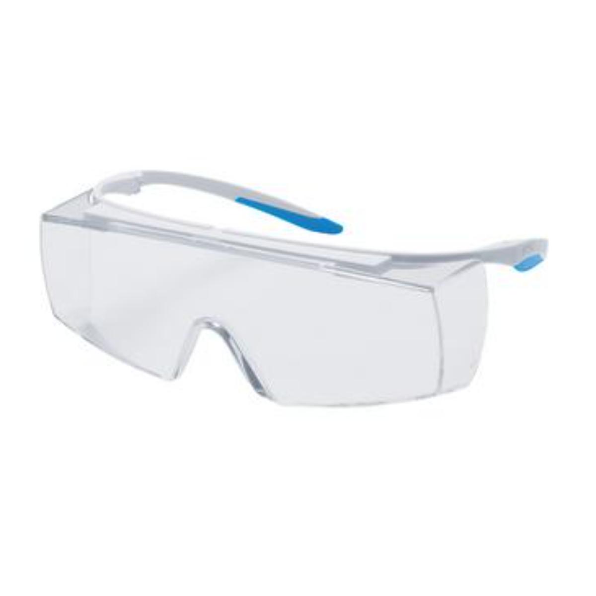 Lunettes de protection uvex super f OTG blanches, bleues