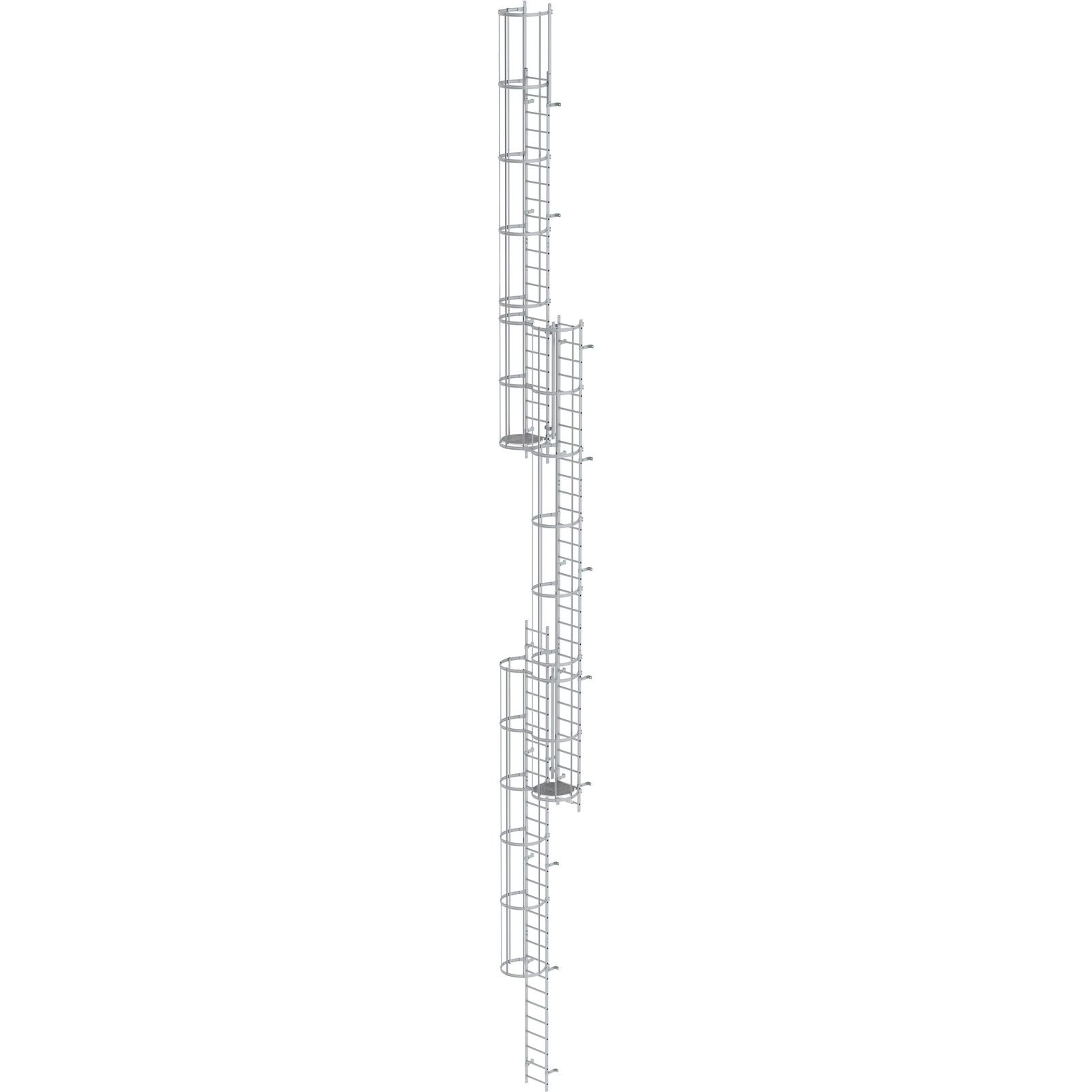 Échelle d'accès multi-volées avec protection dorsale (machines) en aluminium anodisé - 18,84 m - Réf. 500266