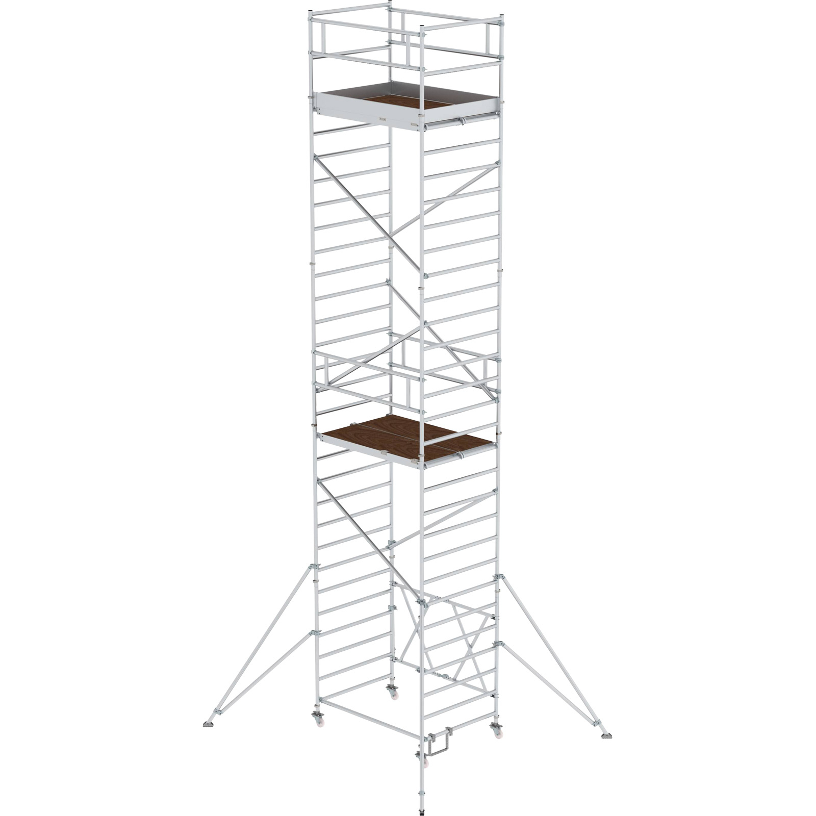 Échafaudage pliant Günzburger Steigtechnik 1,35 x 1,8 m avec plateforme en porte-à-faux - Hauteur de plateforme 7,8 m - 115279