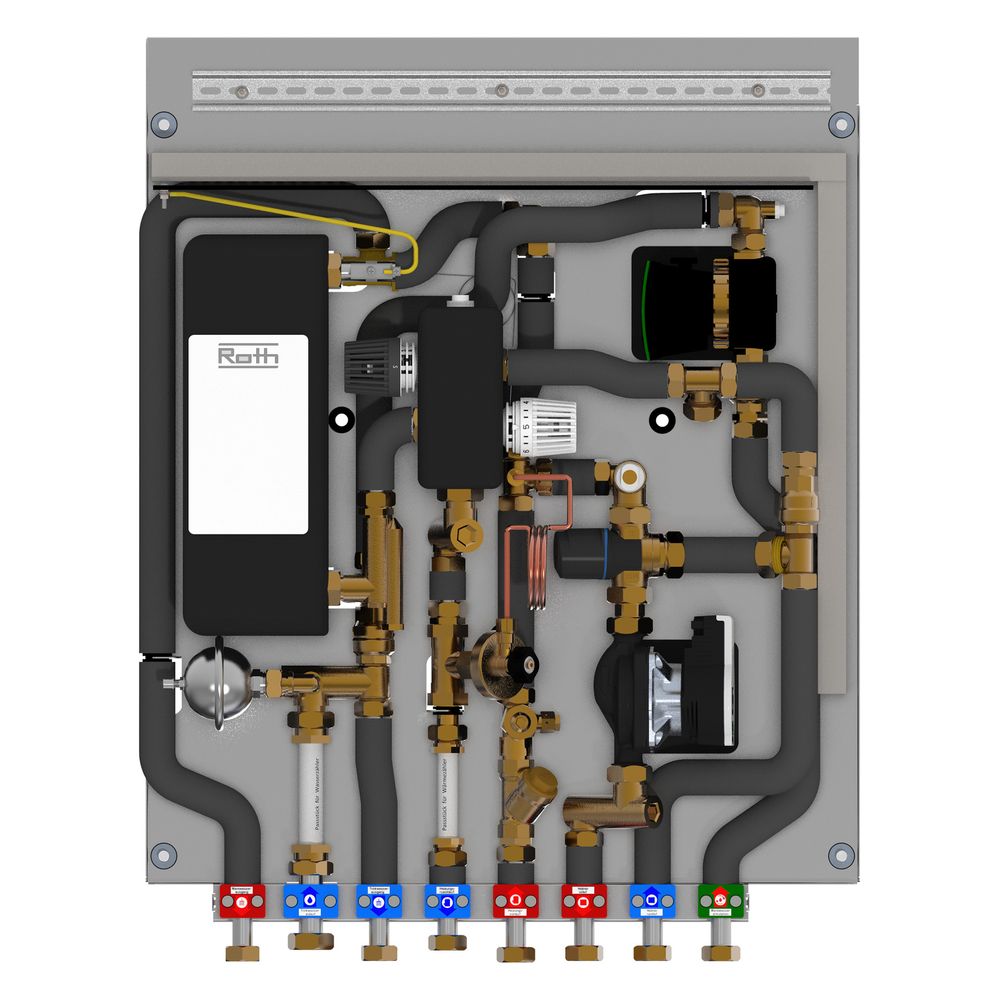 Station d'appartement Roth Wohnungsstation FlatConnect BM 20 F FH C, 20 L/min, 625x825x125 mm, avec pompe haute efficacité