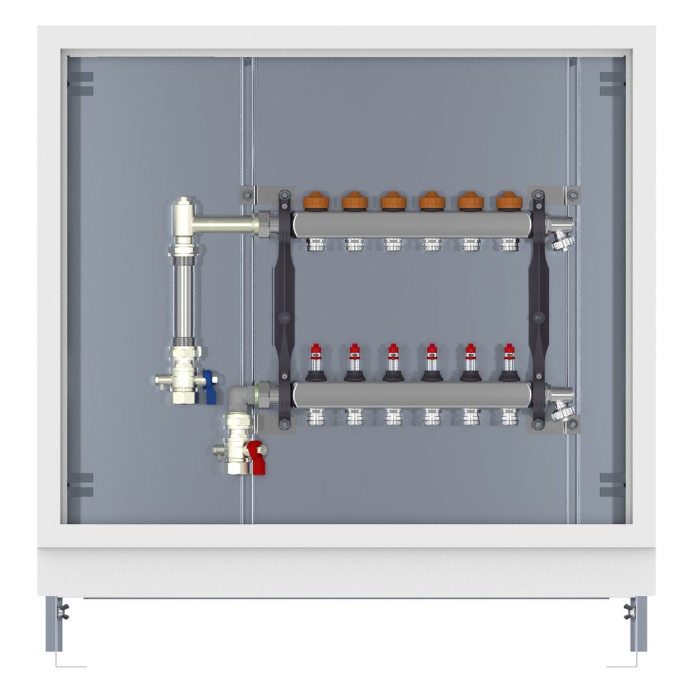 Roth Station de distribution Thermaset HK 3 UP, 3 groupes, inox, 550x150x790-880 mm, kit WMZ 2 robinets à bille, blanc