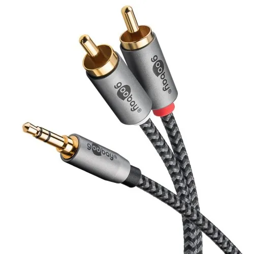 Câble goobay 3,5 mm Jack/Cinch 2,0 m argenté et noir, 1 pièce