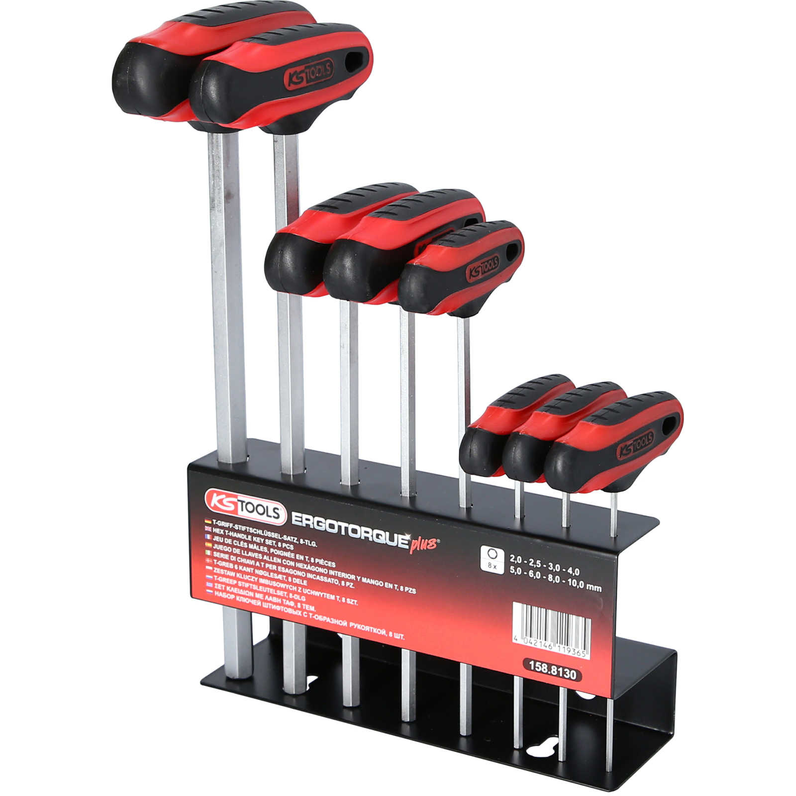Jeu de clés à six pans internes à manche en T KS Tools, 8 pièces
