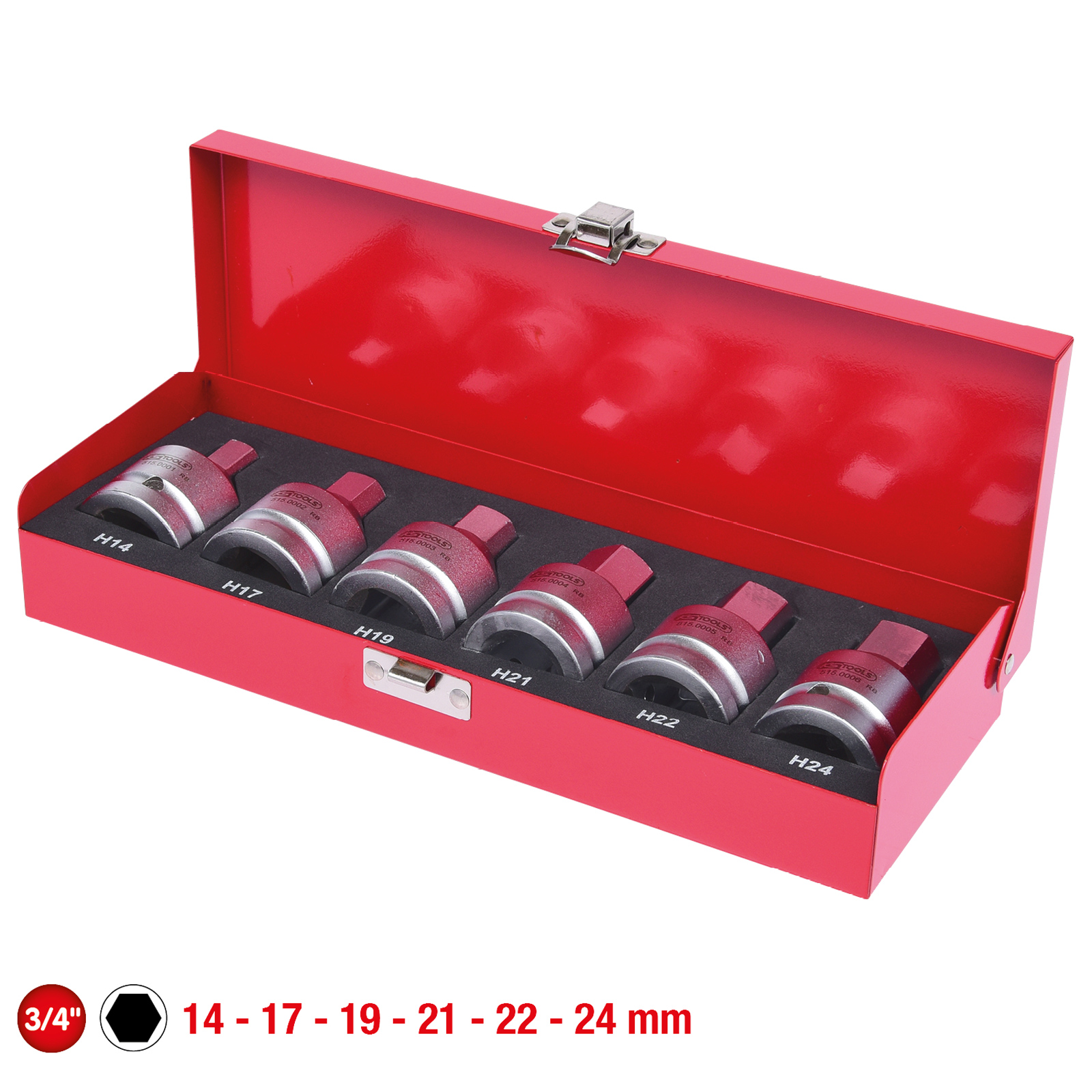 Jeu de douilles à choc 3/4" 6 pièces, 14-24 mm - KS Tools