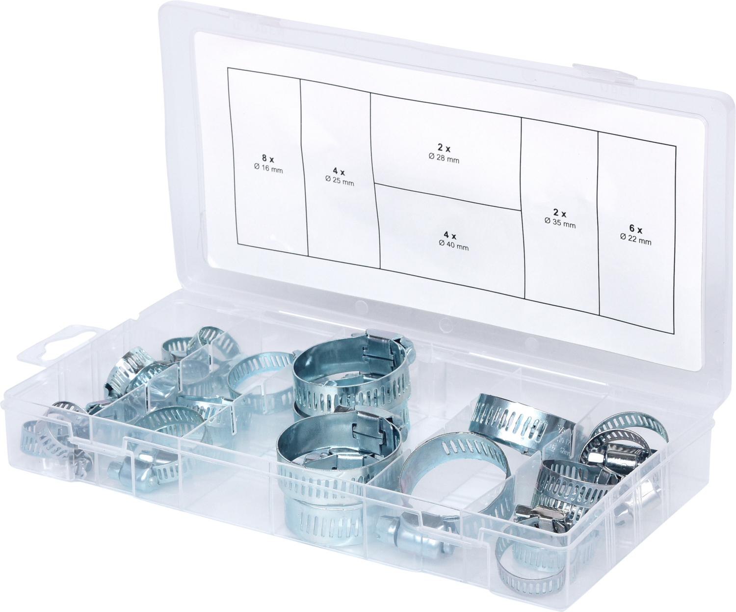 Assortiment de colliers de serrage, Ø 16-40mm, 26 pcs.