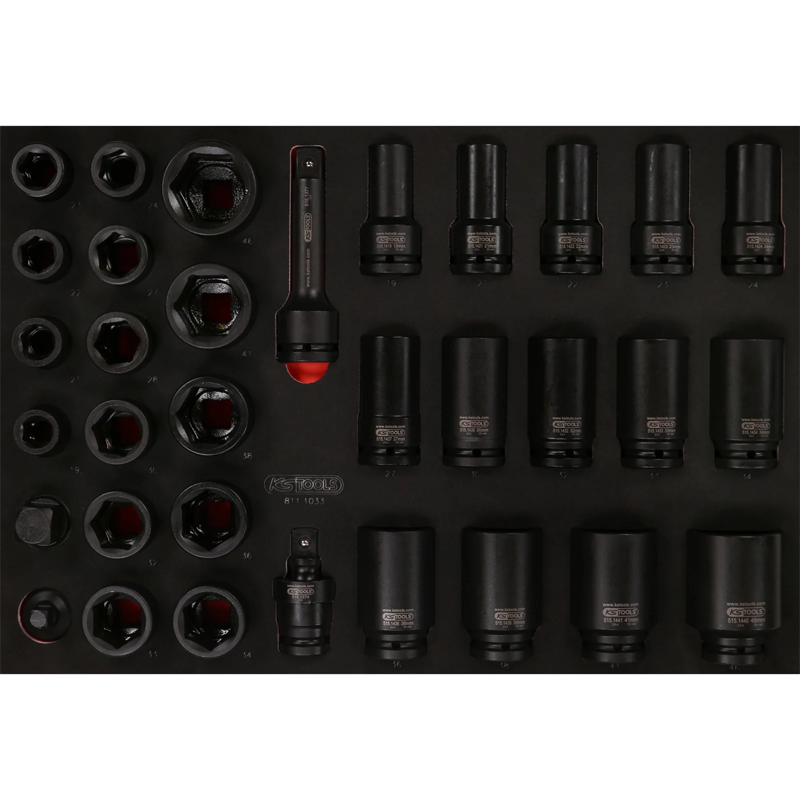 KS Tools Jeu de douilles à choc 3/4'' dans coffret mousse, 33 pièces