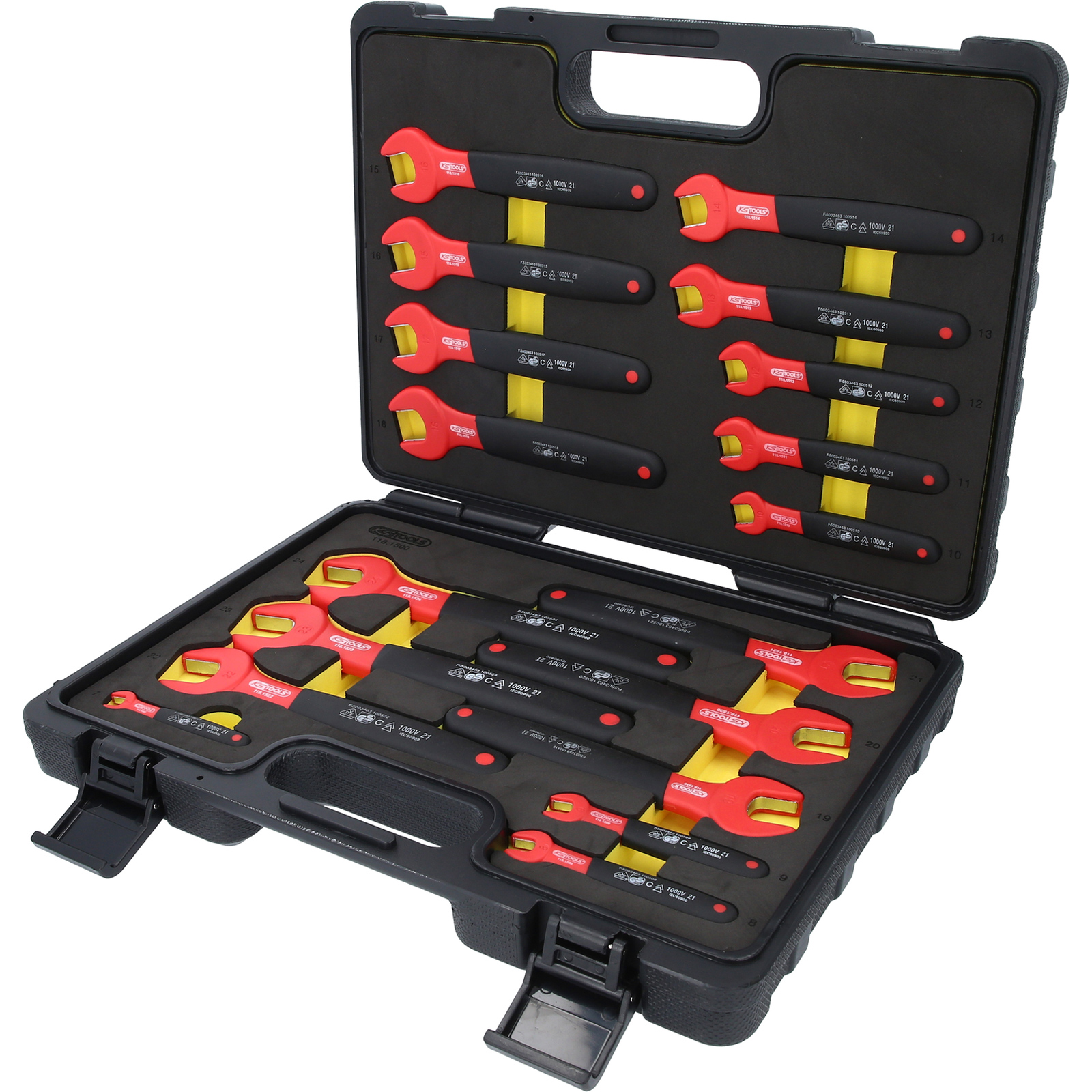 Jeu de clés à fourche KS Tools avec isolation de protection, 18 pièces