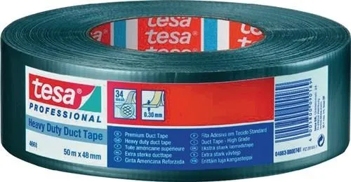 Ruban adhésif en toile Tesa duct tape 4663 argent L.50m x l.48mm - Rouleau