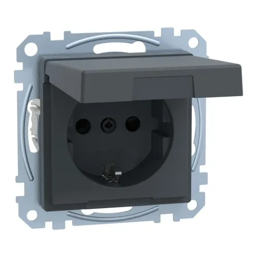 Prise SCHUKO Merten anthracite MEG2314-0414 avec clapet IP44