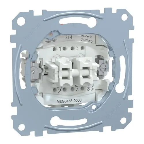 Mécanisme double poussoir Merten MEG3155-0000, 2 inverseurs 1 pôle, 10 A, AC 250 V, bornes à enfichage rapide