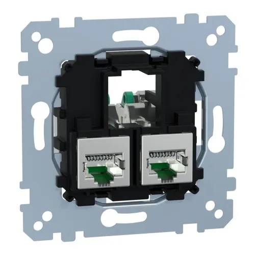 Merten MEG4576-0022 Plaque de fixation avec module de connexion Schneider Electric - Actassi RJ45 Cat6A STP, 2 prises