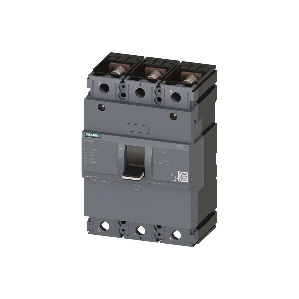 Sectionneur Siemens 3VA1 250A 3 pôles 690V IP40 158x105x70mm Noir 3VA1225-1AA32-0AA0