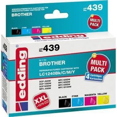 Cartouche d'encre Edding 18-439 compatible Brother LC1240 noir/cyan/magenta/jaune 4 pièces/boîte — lot de 4 pièces