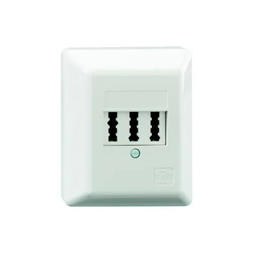 Rutenbeck (10310114) Prise TAE 2x6/6 NFF encastrée, 3 fois, 3 x 6 pôles, blanc pur