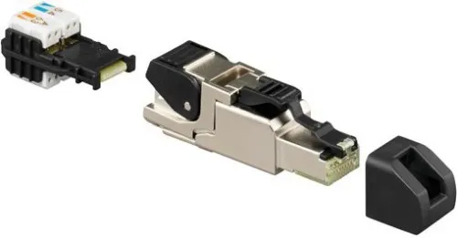 Rutenbeck US-Cat.6A iso A, connecteur universel Cat.6A iso, RJ45, blindé, à sertir sur site, sans outil spécial, code couleur T568A selon TIA/EIA-568-B.2 (13900321)
