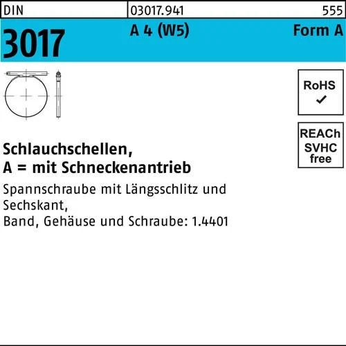 Collier de serrage DIN 3017 W5 à vis sans fin - 16-27/12 C7 A 4 - 50 pièces — lot de 50 pièces