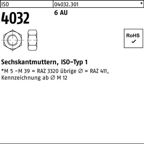 Écrou hexagonal ISO 4032 M3,5 acier automatique 100 pièces — lot de 100 pièces