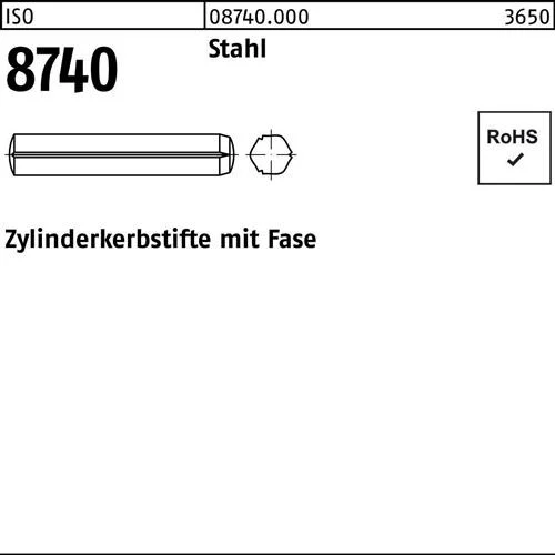 Goupille cannelée ISO 8740 à chanfrein 4x36 acier 100 pièces — lot de 100 pièces