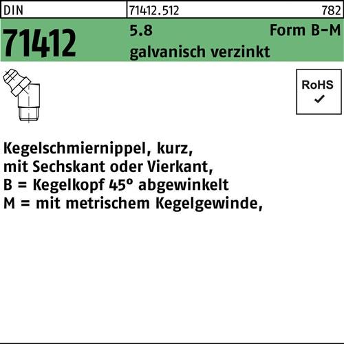 Graisseur conique DIN 71412 Forme B-M BM 8x1 SW 9 5.8 galv. 100 pièces — lot de 100 pièces